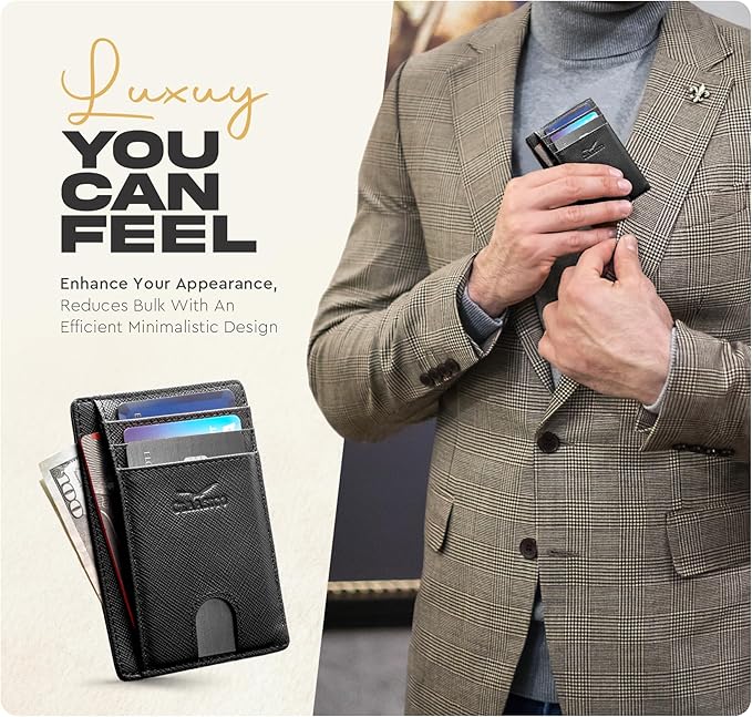 Front Pocket Minimalist Leather Card Holder Wallet