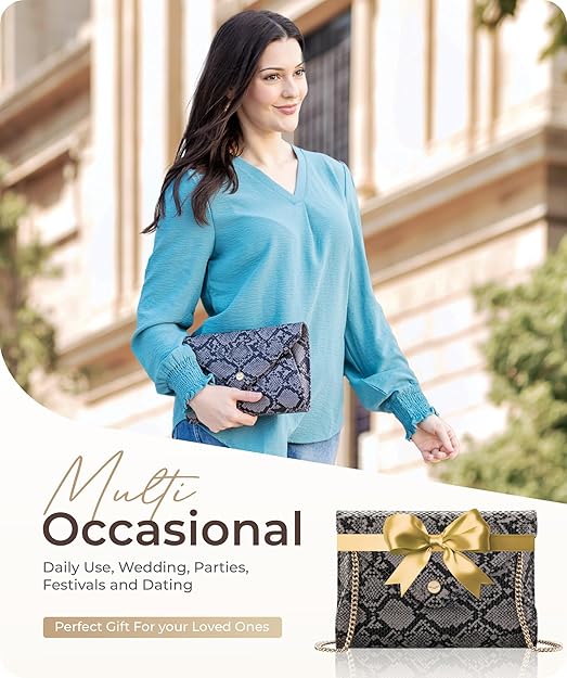 Stylish Envelope Clutch Purse for Women - Elegant Evening Bag with Detachable Chain