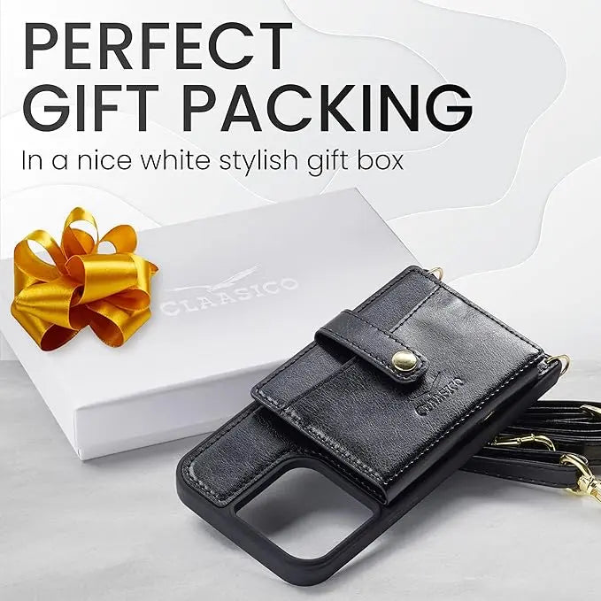 Claasico iPhone 13 Crossbody Wallet Case with RFID Protection - Tan