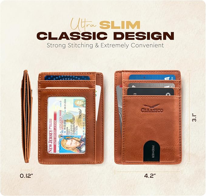 Front Pocket Minimalist Leather Card Holder Wallet
