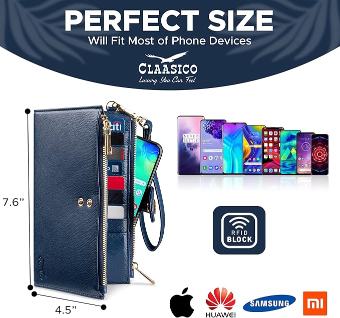 Women’s RFID wristlet wallet phone holder