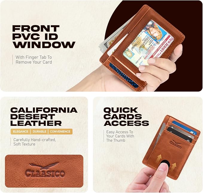 Front Pocket Minimalist Leather Card Holder Wallet