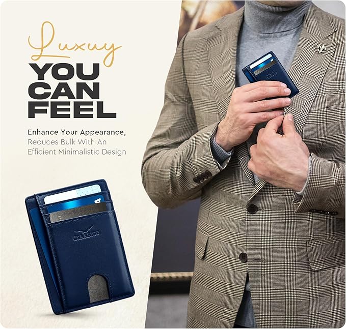 Front Pocket Minimalist Leather Card Holder Wallet