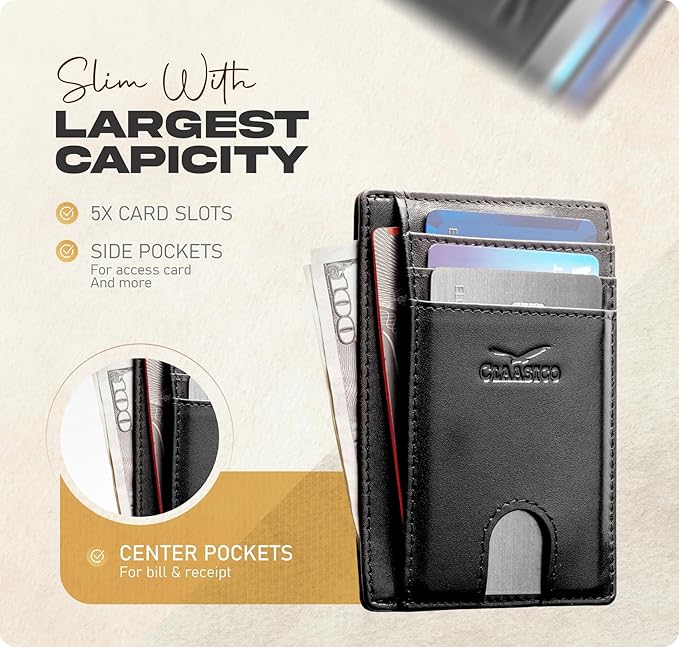 Front Pocket Minimalist Leather Card Holder Wallet