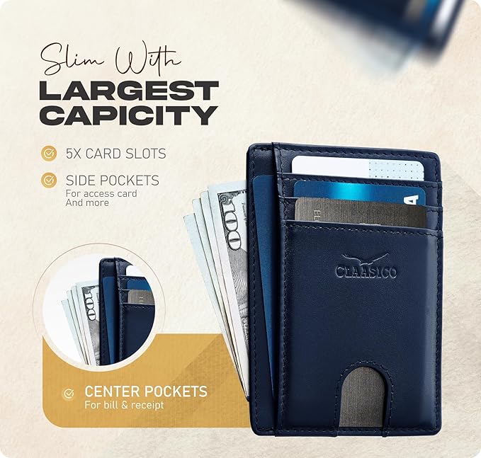 Front Pocket Minimalist Leather Card Holder Wallet