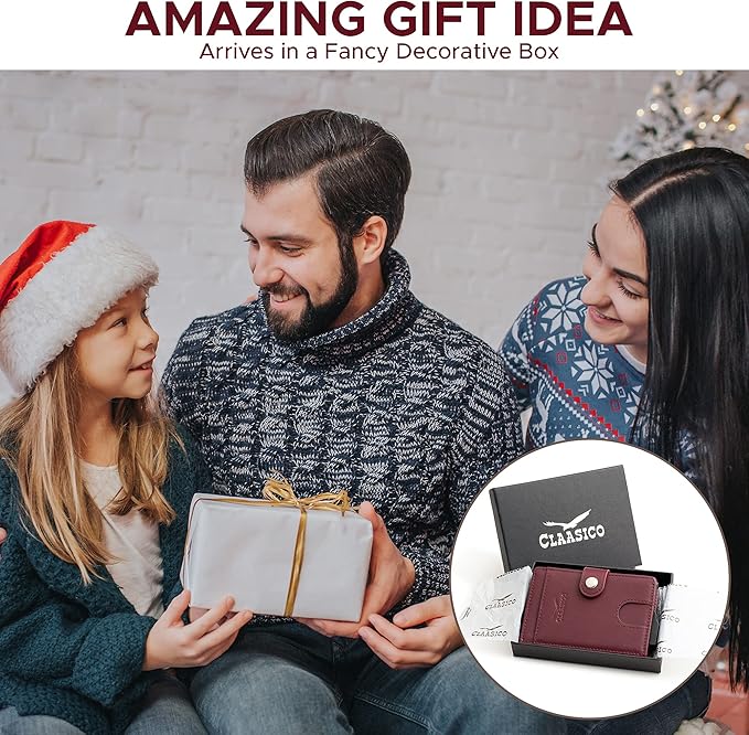 Pop Up Bifold Leather Wallet - Burgundy