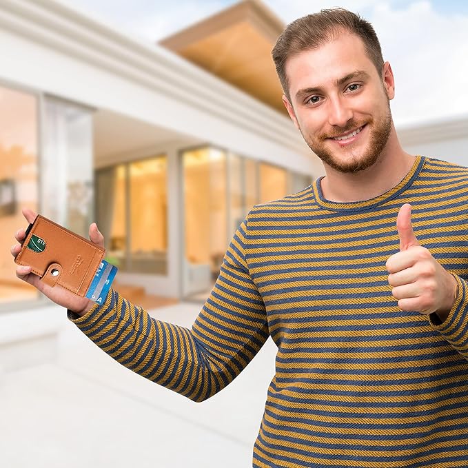 Pop Up Bifold Leather Wallet - Tan