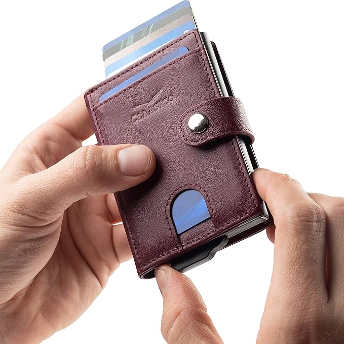 Pop Up Bifold Leather Wallet - Burgundy