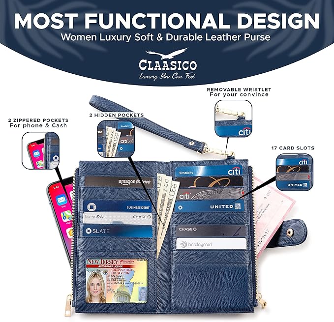 Women’s RFID wristlet wallet phone holder