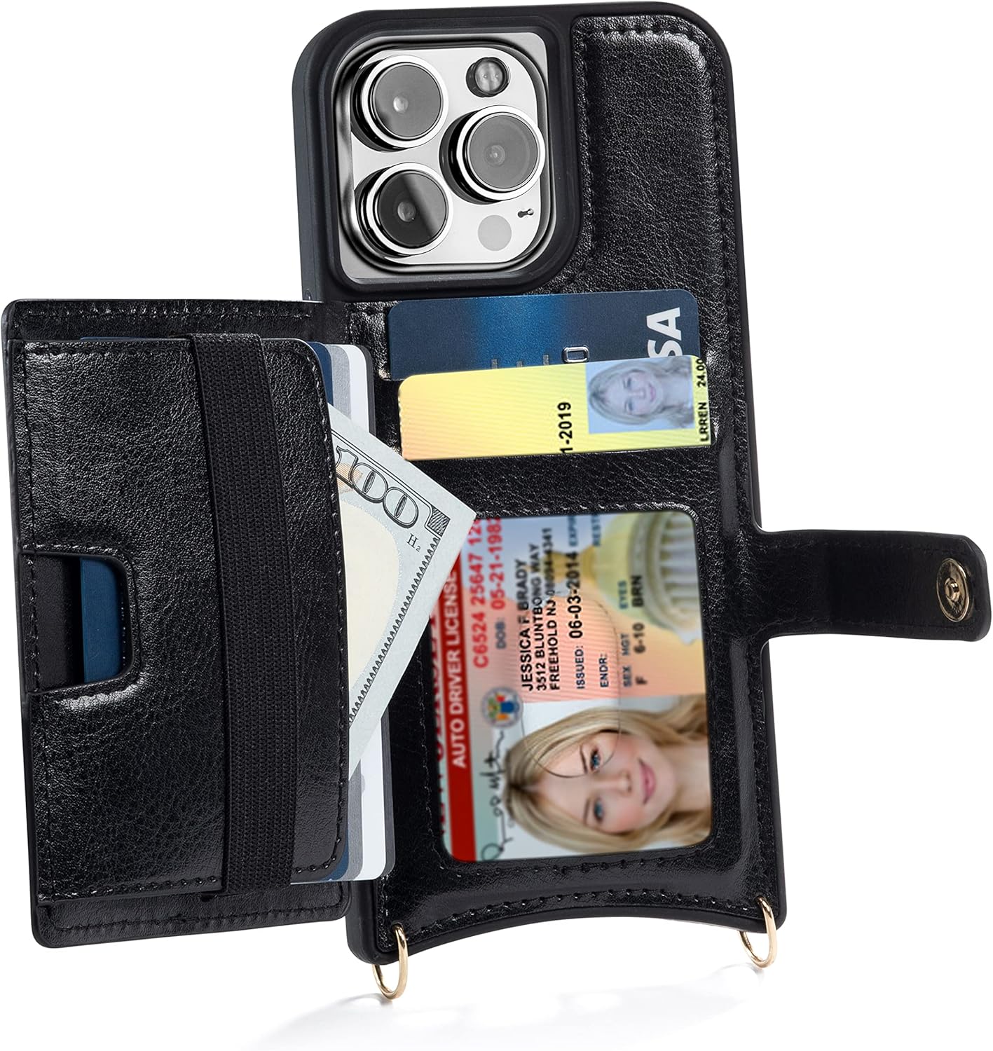 Claasico iPhone 13 Crossbody Wallet Case with RFID Protection