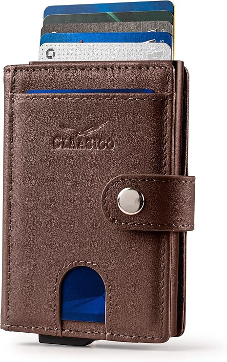 Pop Up Bifold Leather Wallet - Brown Smooth
