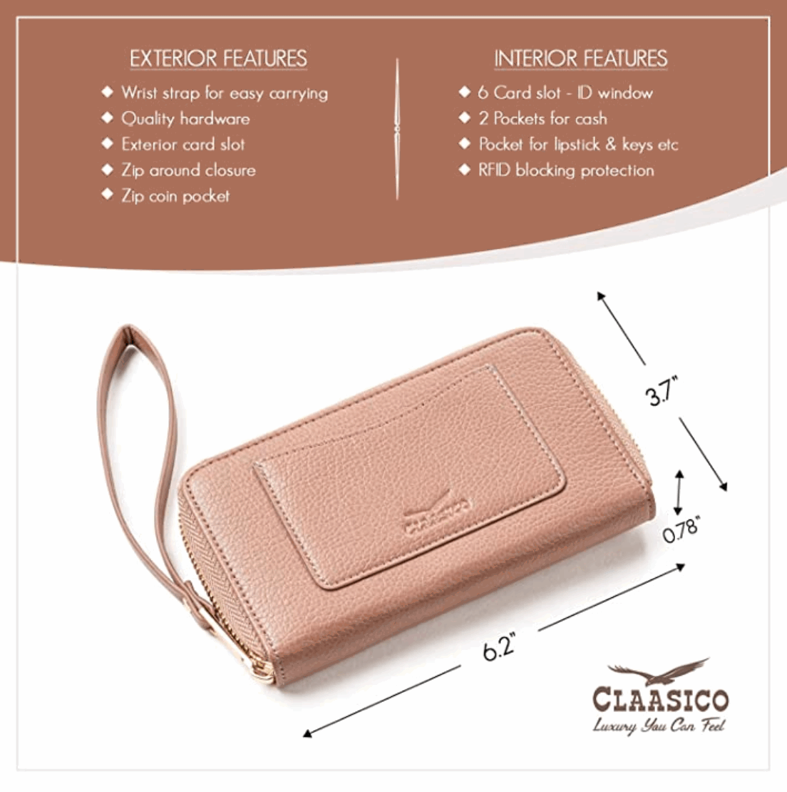 Small Slim Wristlet Wallet