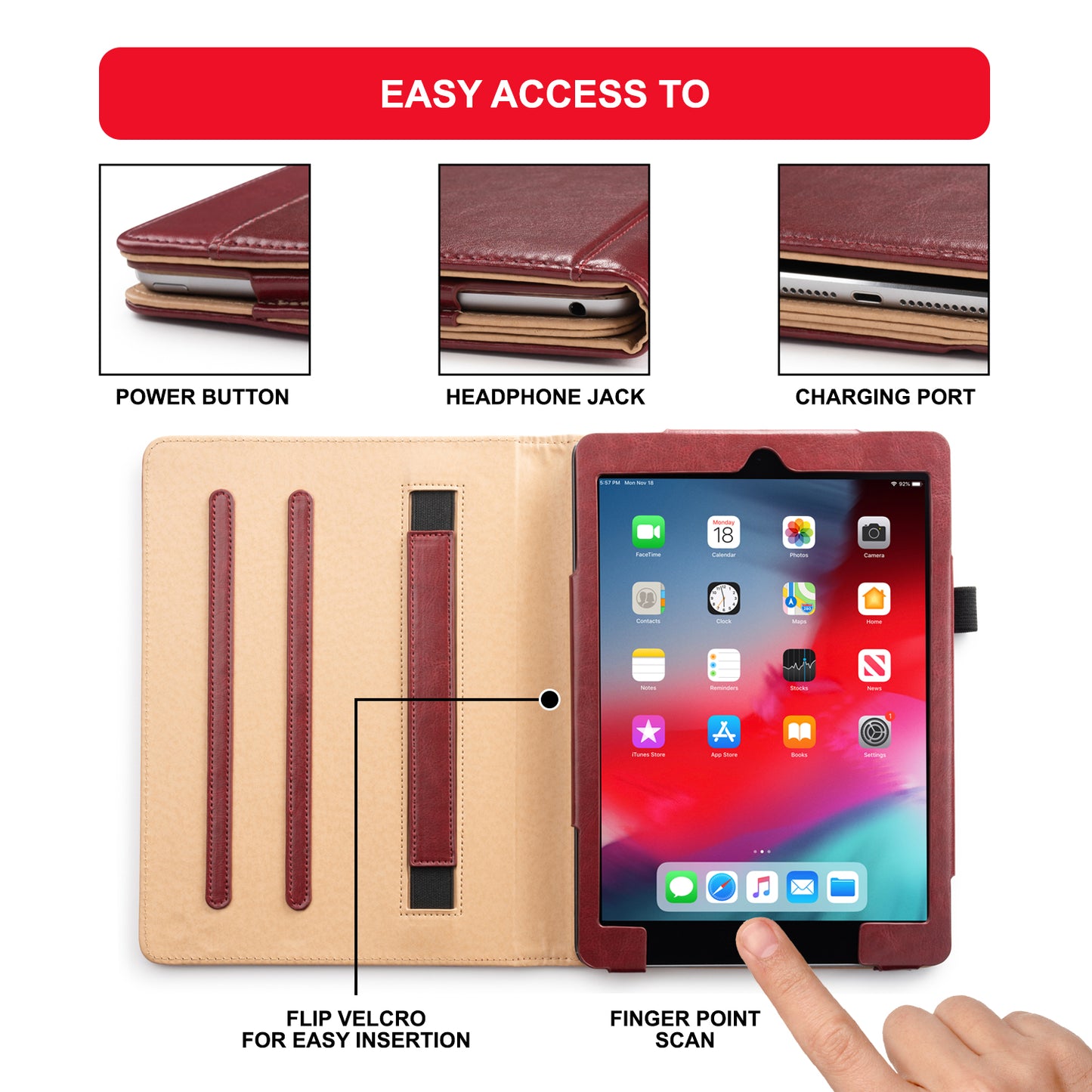 iPad 9.7 Case 2018/2017 5th/6th Gen, Premium PU Leather