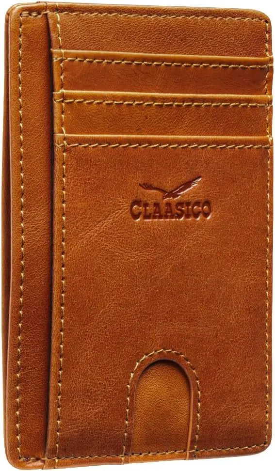 Slim Leather Front Pocket Wallet - Minimalist Design – claasico.com