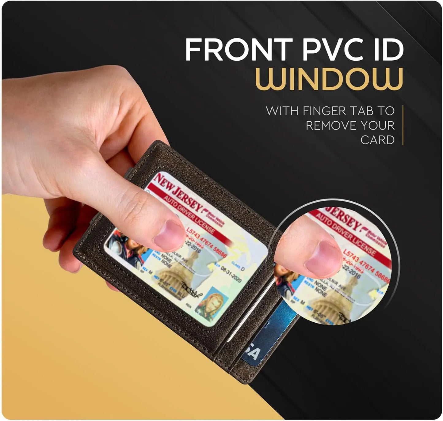 Money Clip Leather Wallet For Men - Brown