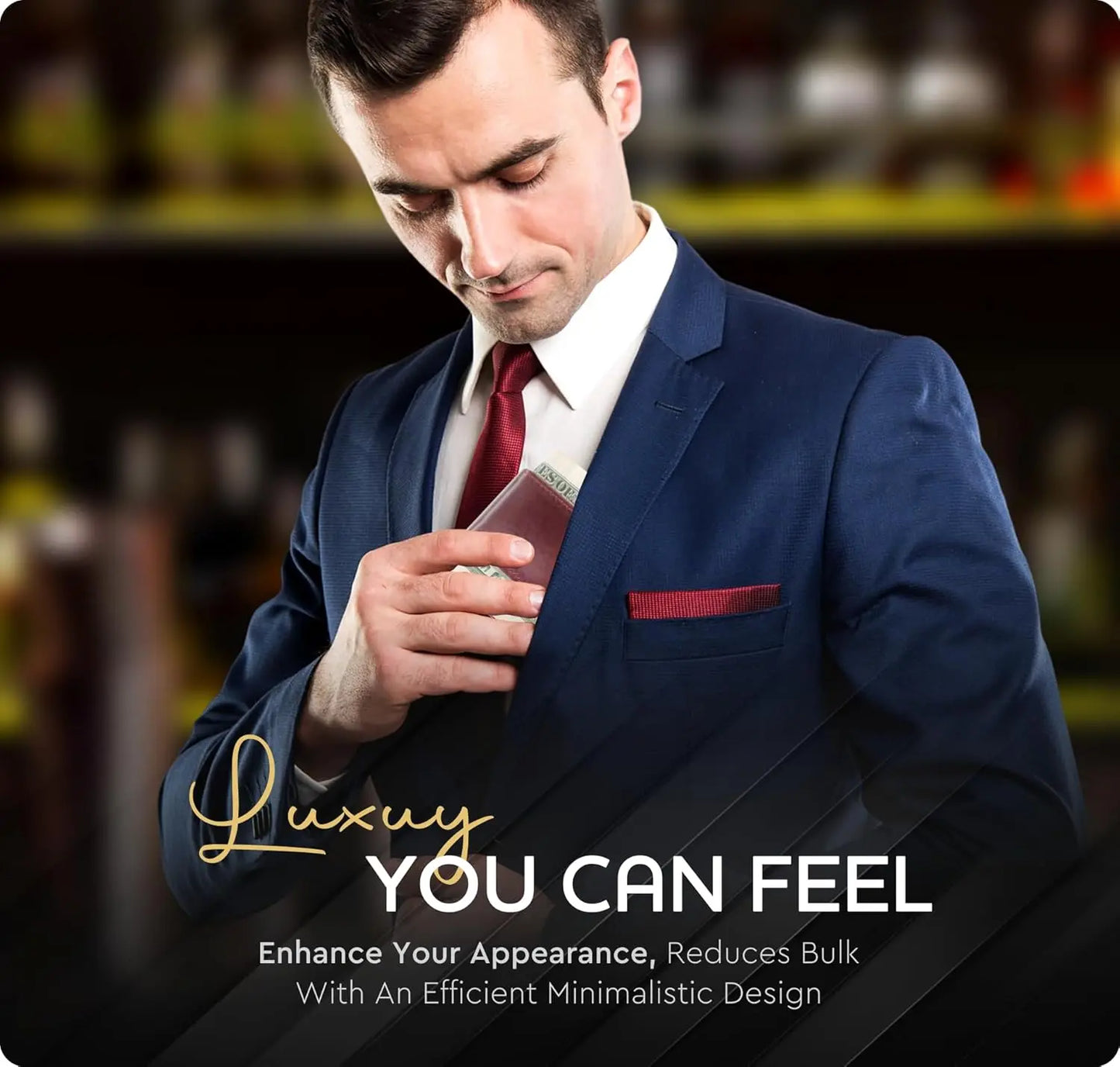 Money Clip Leather Wallet For Men - Maroon