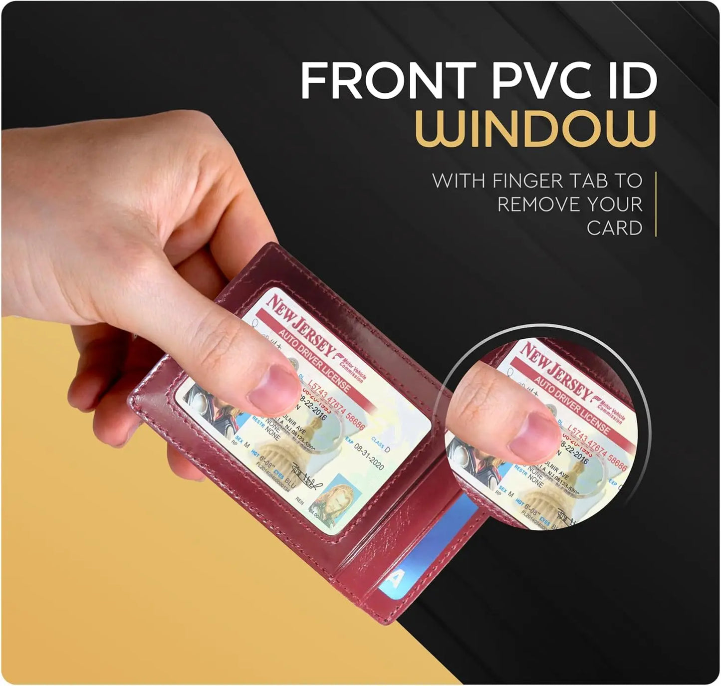 Money Clip Leather Wallet For Men - Maroon