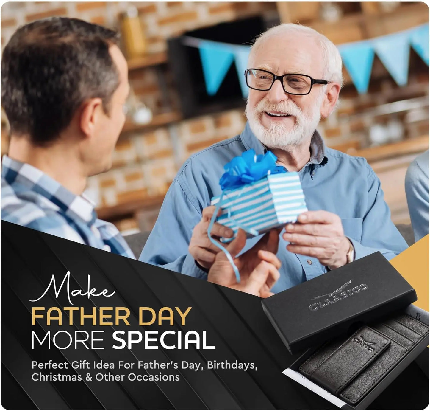 Money Clip Leather Wallet For Men - Brown