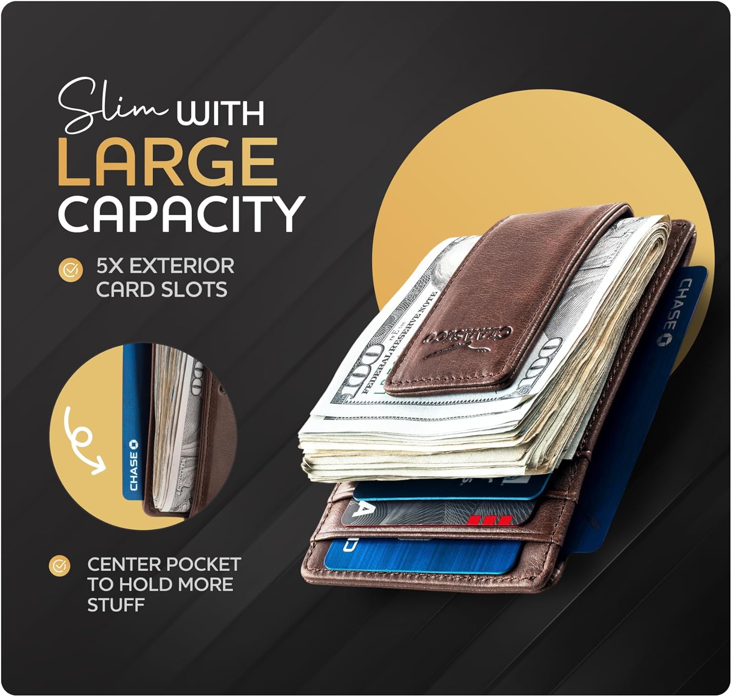 Money Clip Leather Wallet For Men