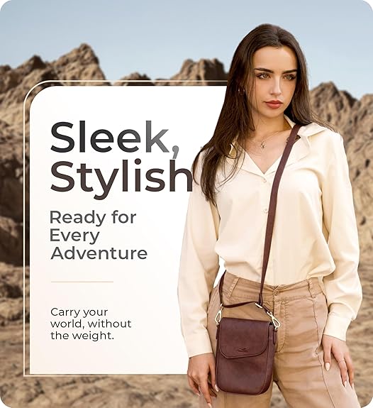 RFID Phone Purse Crossbody Bag for Women - Vintage Plum Solid