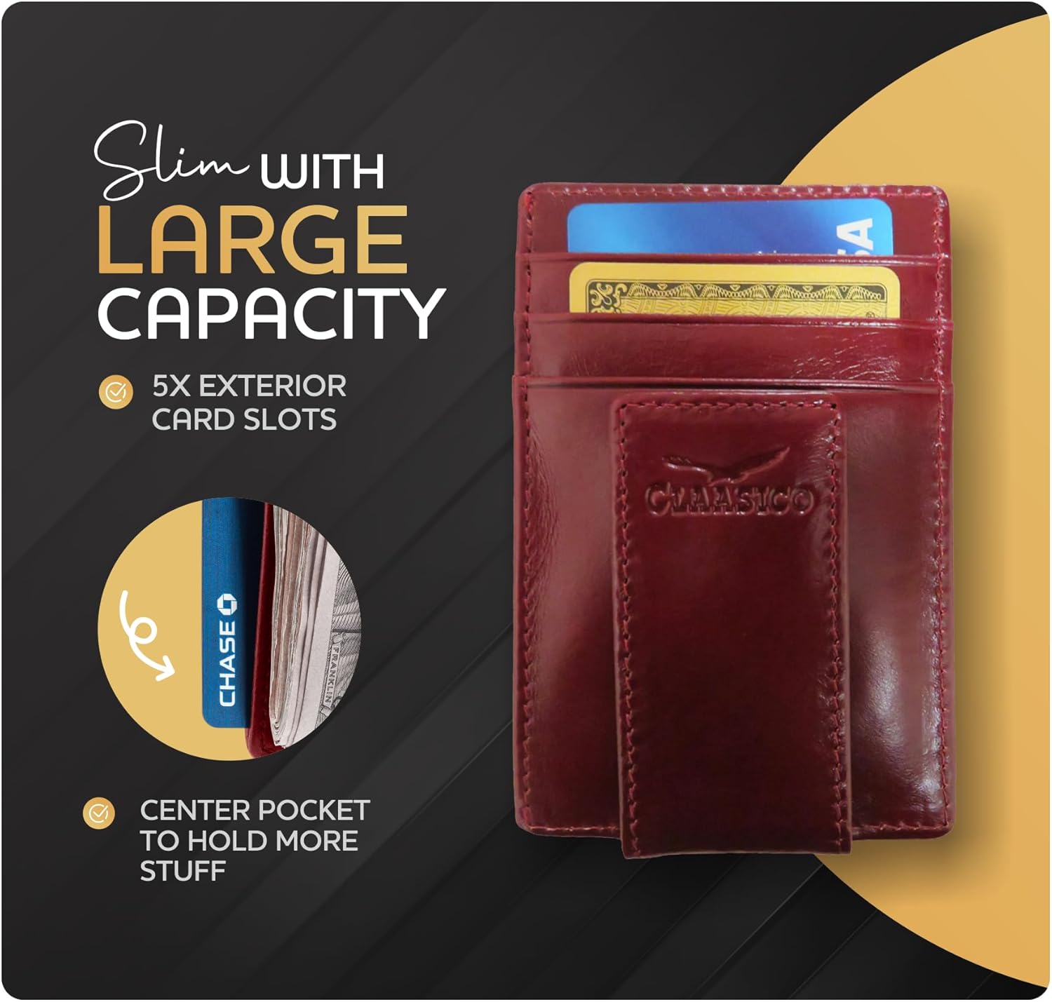 Money Clip Leather Wallet For Men