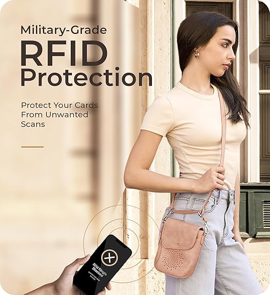 RFID Phone Purse Crossbody Bag for Women - Pink Pattern