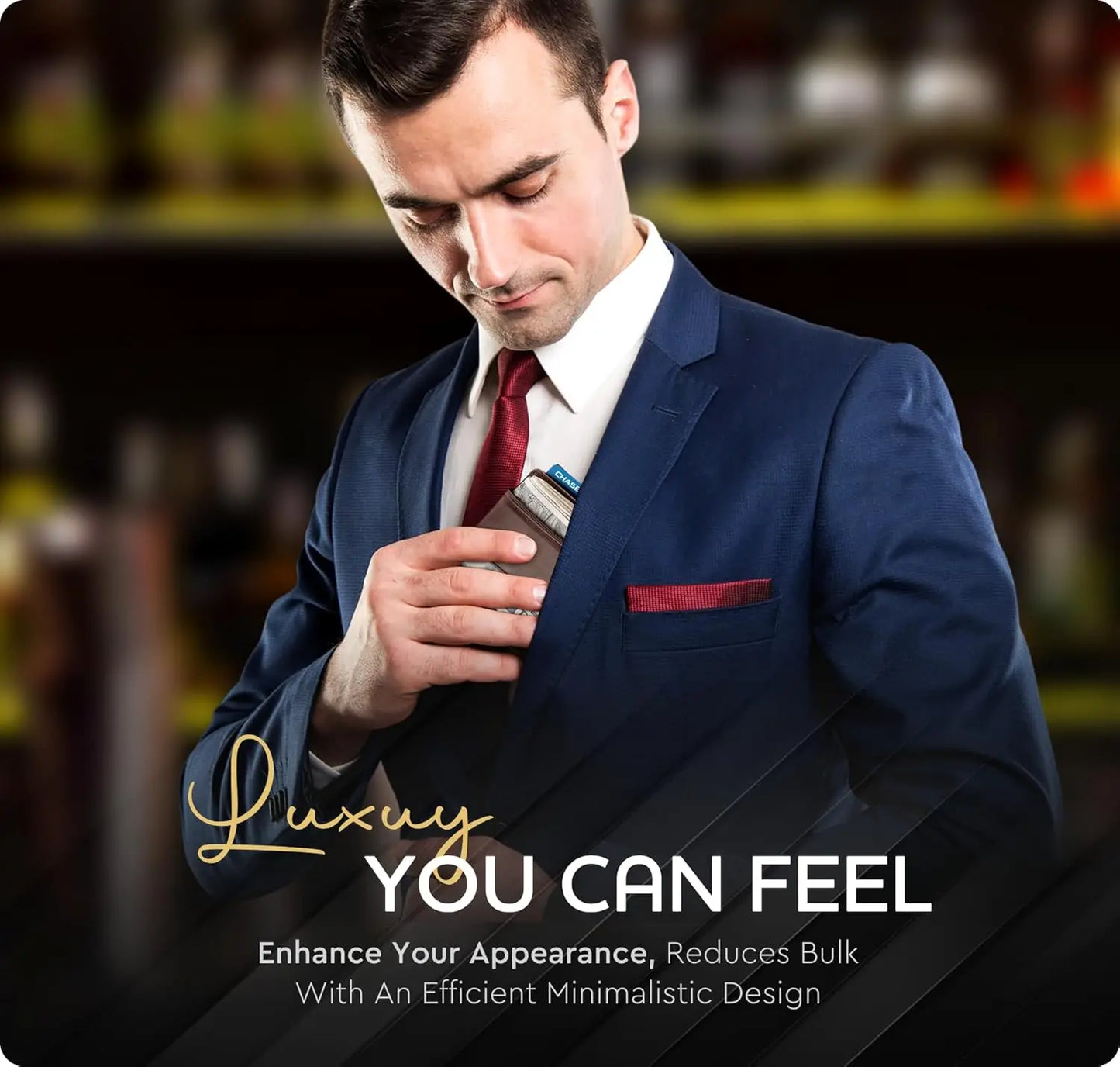 Money Clip Leather Wallet For Men - Coffee