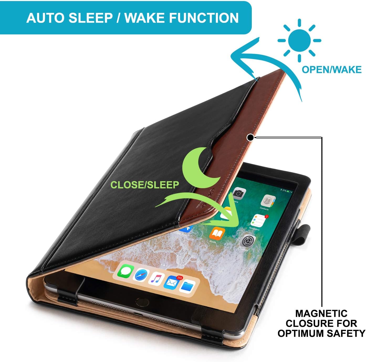 iPad 9.7 Case 2018/2017 5th/6th Gen, Premium PU Leather