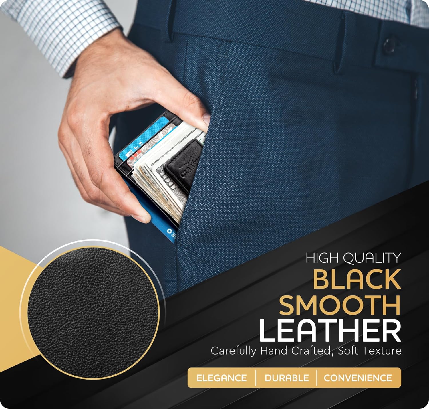 Money Clip Leather Wallet For Men