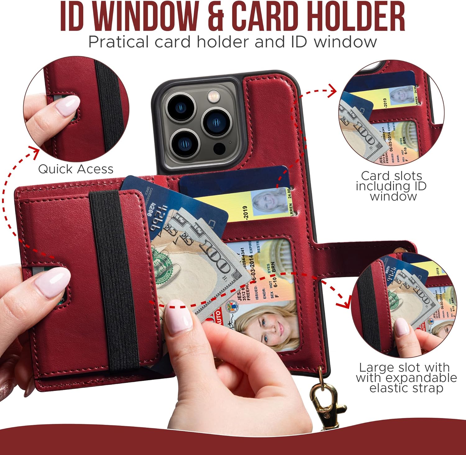 Claasico iPhone 13 Crossbody Wallet Case with RFID Protection