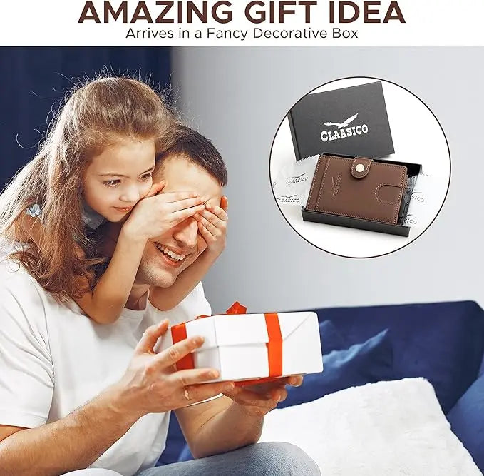 Pop Up Bifold Leather Wallet - Brown Smooth