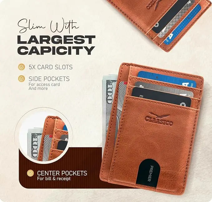 Claasico Front Pocket Small Minimalist Leather Wallet RFID Blocking Genuine Leather Credit Card Holder Claasico Front Pocket Small Minimalist Leather Wallet RFID Blocking Genuine Leather Credit Card Holder