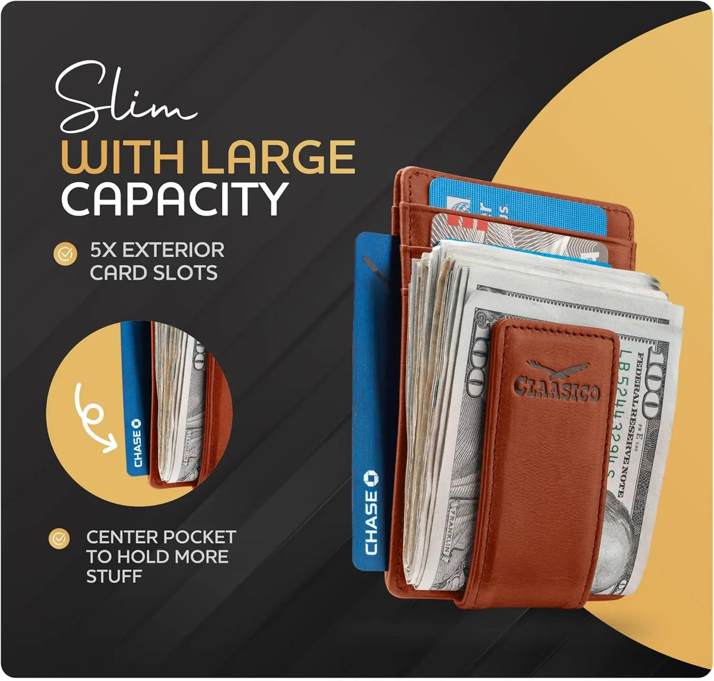 Money Clip Leather Wallet For Men - California Dessert