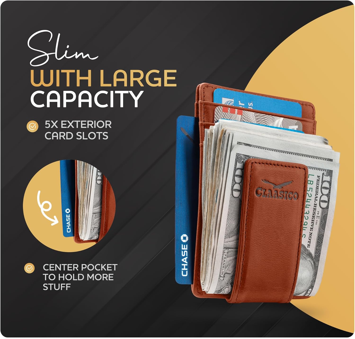 Money Clip Leather Wallet For Men