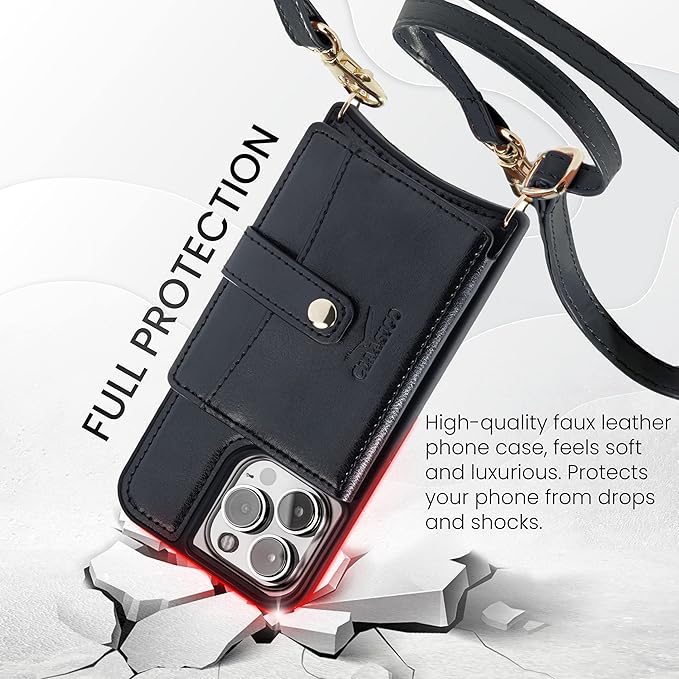 Claasico iPhone 13 Crossbody Wallet Case with RFID Protection