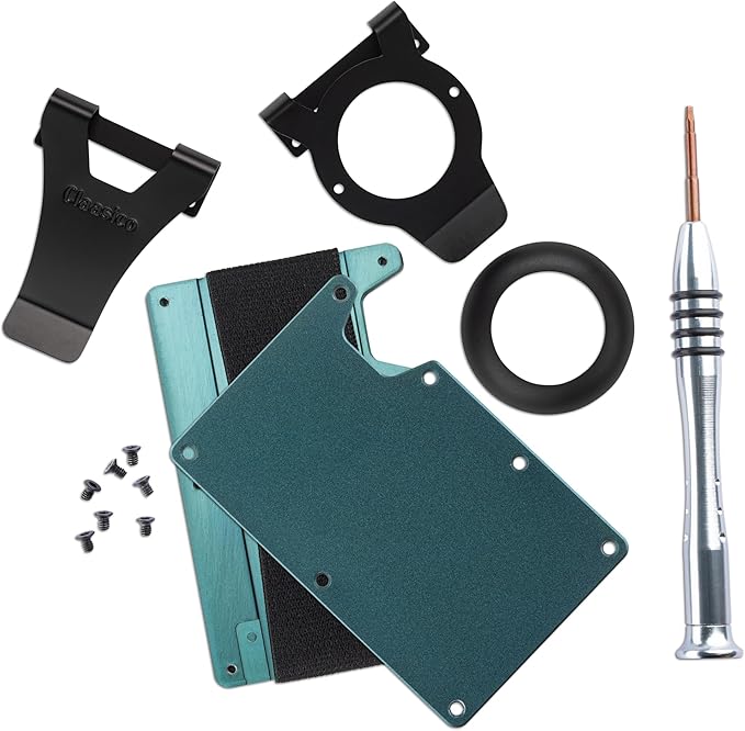 Claasico Slim Metal Wallet & Money Clip with Expandable Elastic Strap - Green