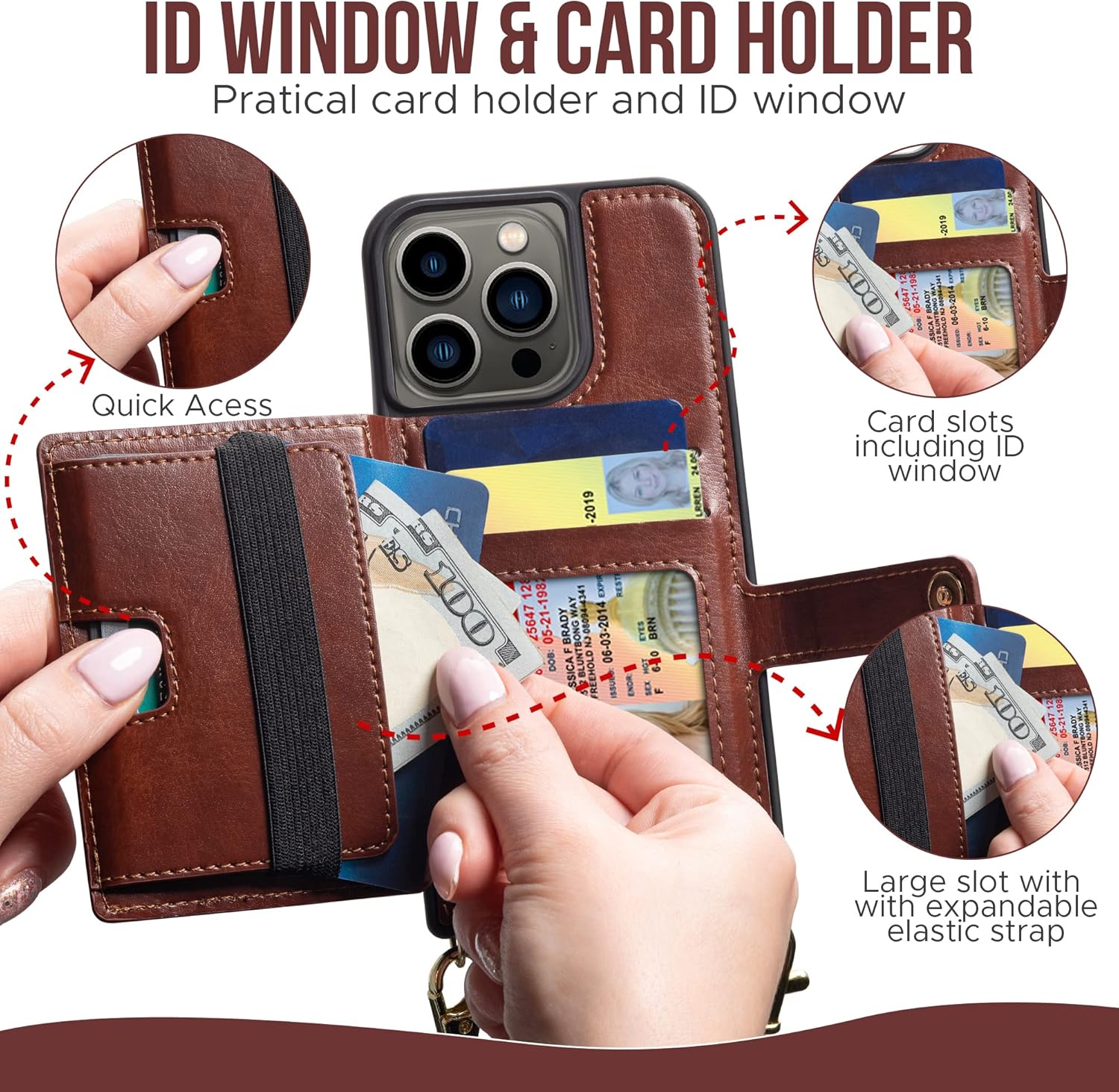 Claasico iPhone 13 Crossbody Wallet Case with RFID Protection