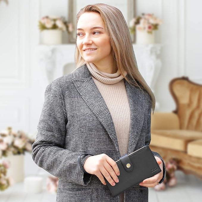 Women’s RFID wristlet wallet phone holder