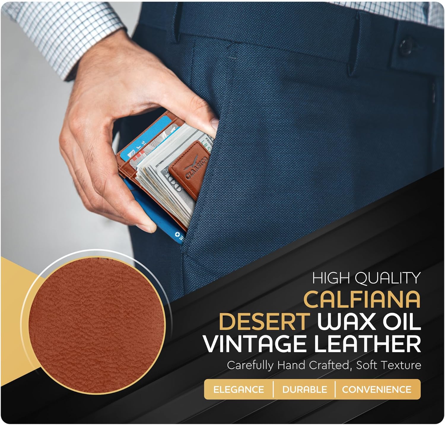 Money Clip Leather Wallet For Men