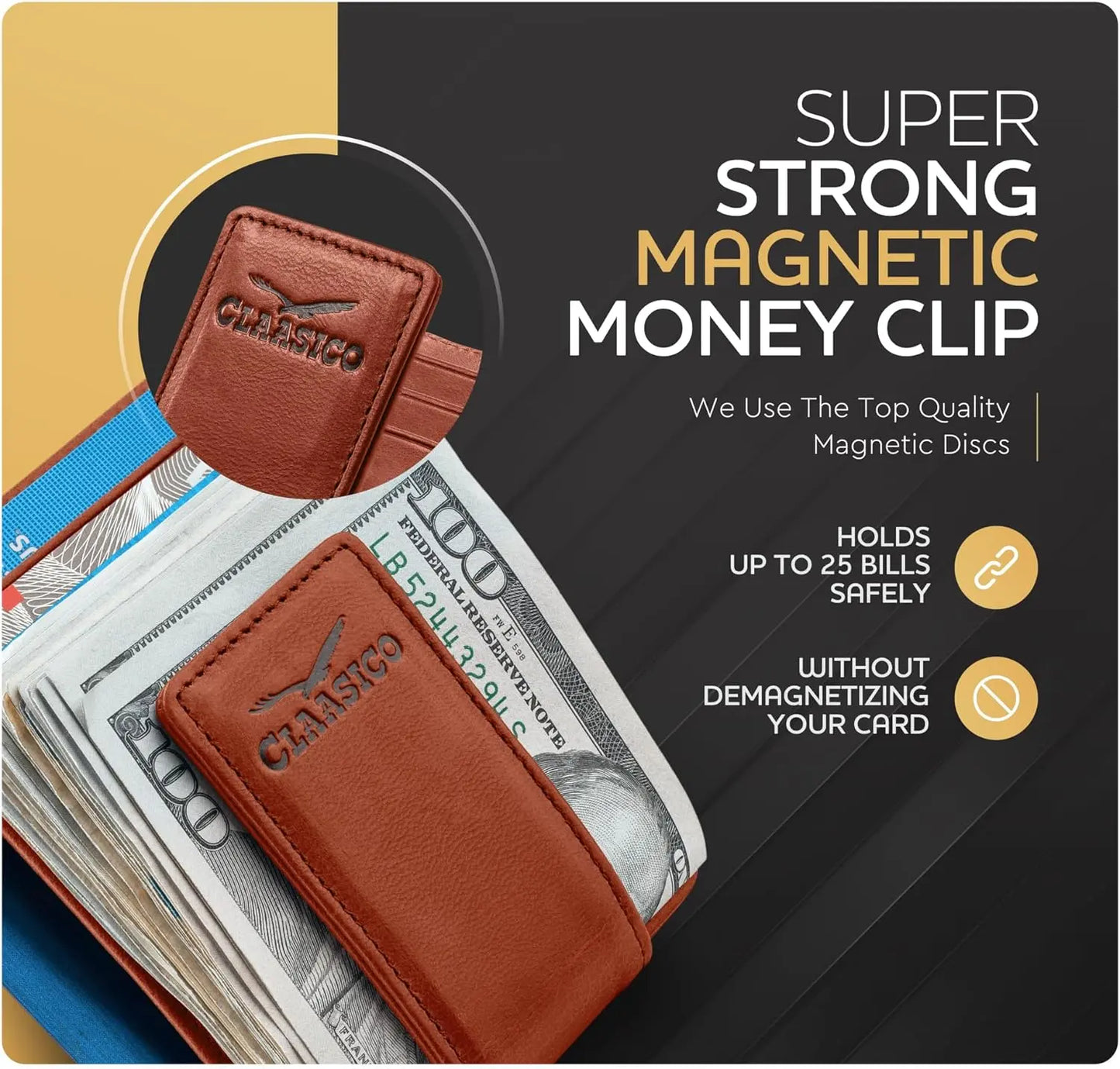 Money Clip Leather Wallet For Men - California Dessert