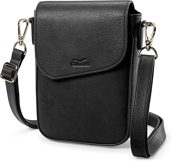 RFID Phone Purse Crossbody Bag for Women - Vintage Black Solid
