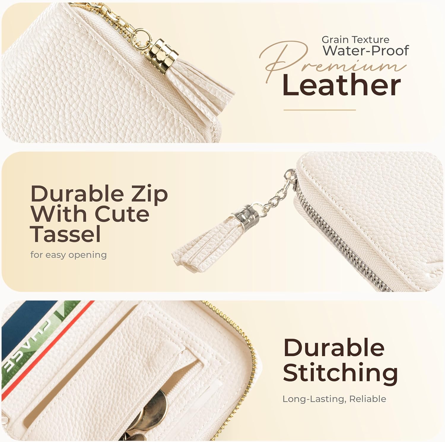 Ultra Slim Ladies Genuine Leather Bifold zipper wallet