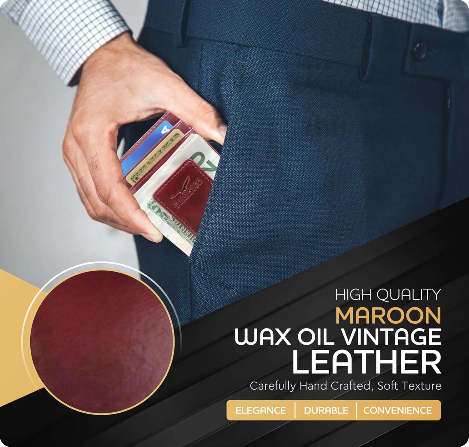 Money Clip Leather Wallet For Men