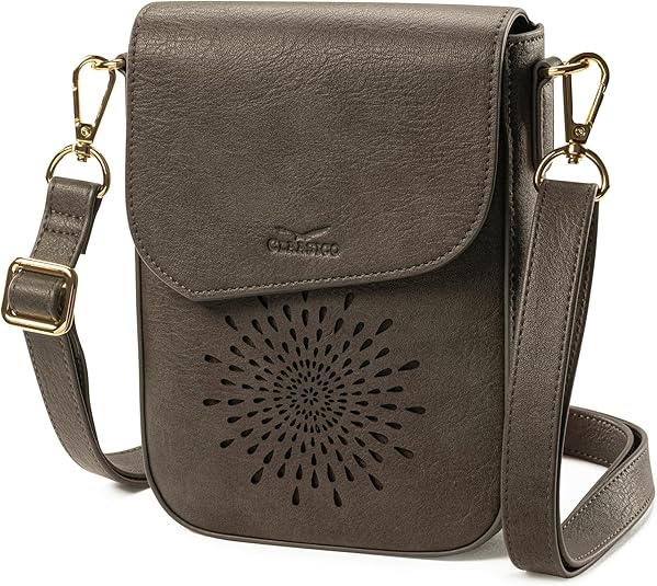 RFID Phone Purse Crossbody Bag for Women - Vintage Grey Partten