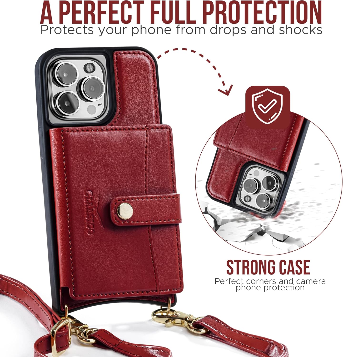 Claasico iPhone 13 Crossbody Wallet Case with RFID Protection