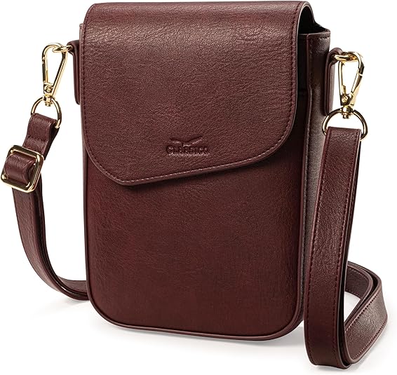RFID Phone Purse Crossbody Bag for Women - Vintage Plum Solid