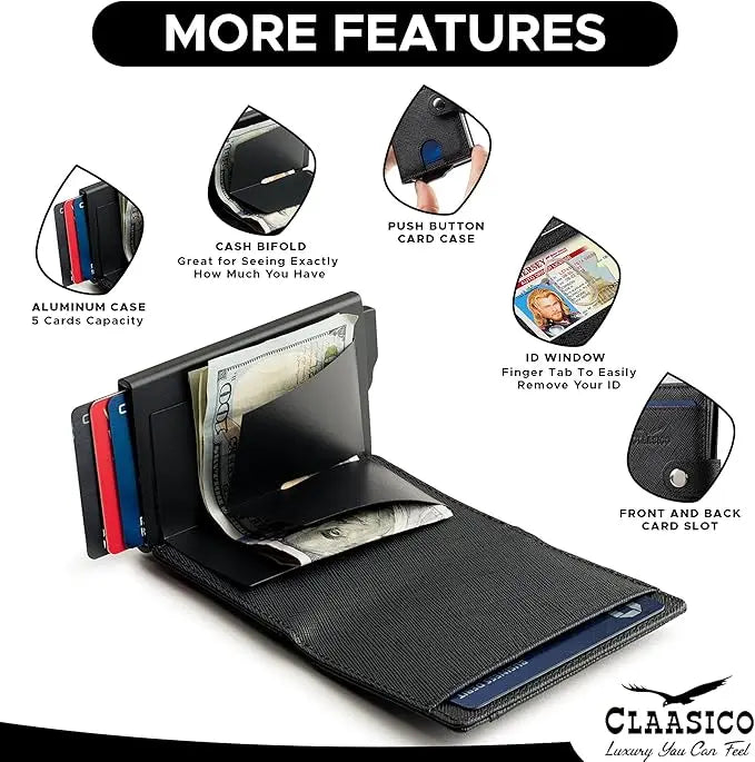 Pop Up Bifold Leather Wallet - Black Crossatch