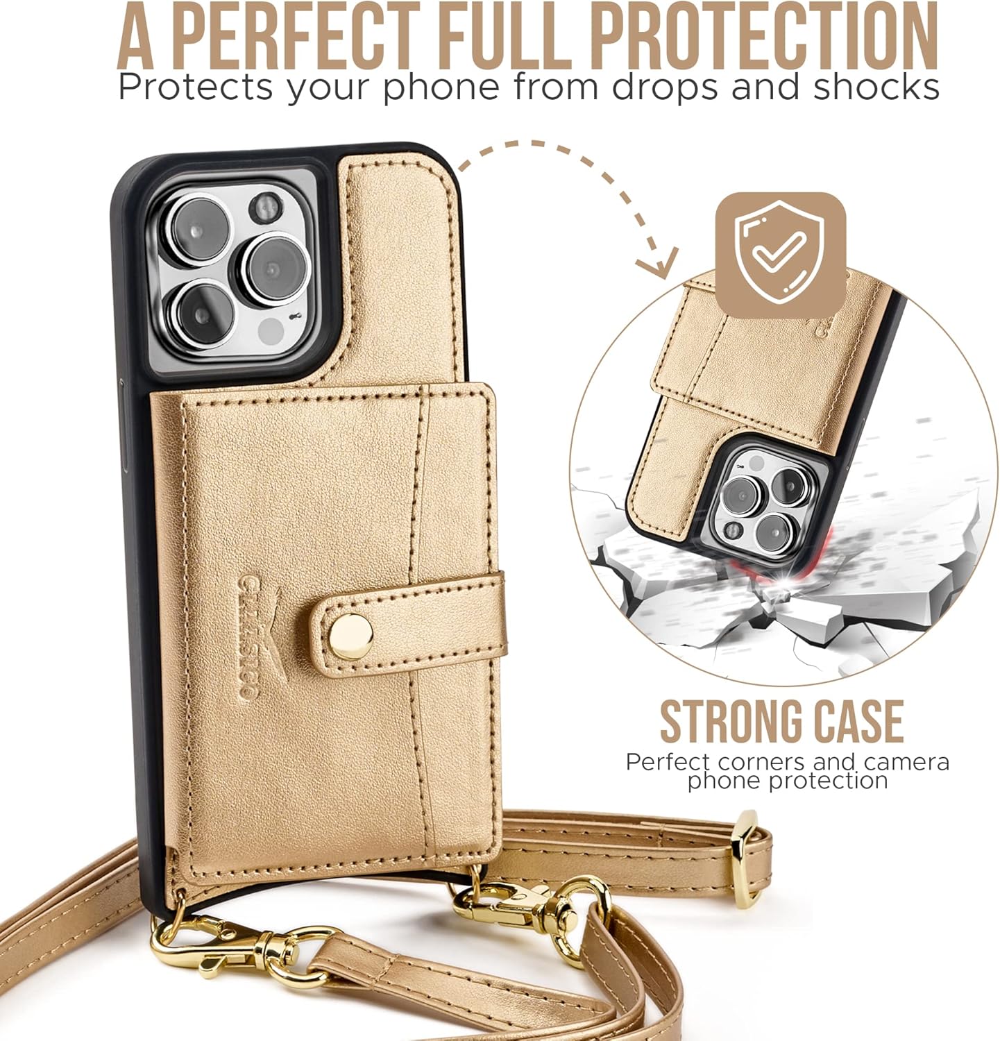 Claasico iPhone 13 Crossbody Wallet Case with RFID Protection
