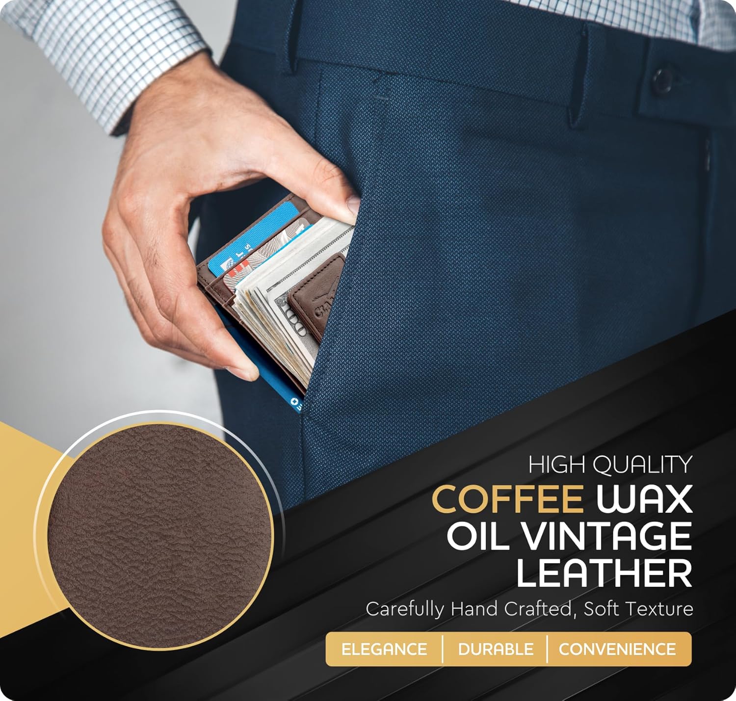 Money Clip Leather Wallet For Men