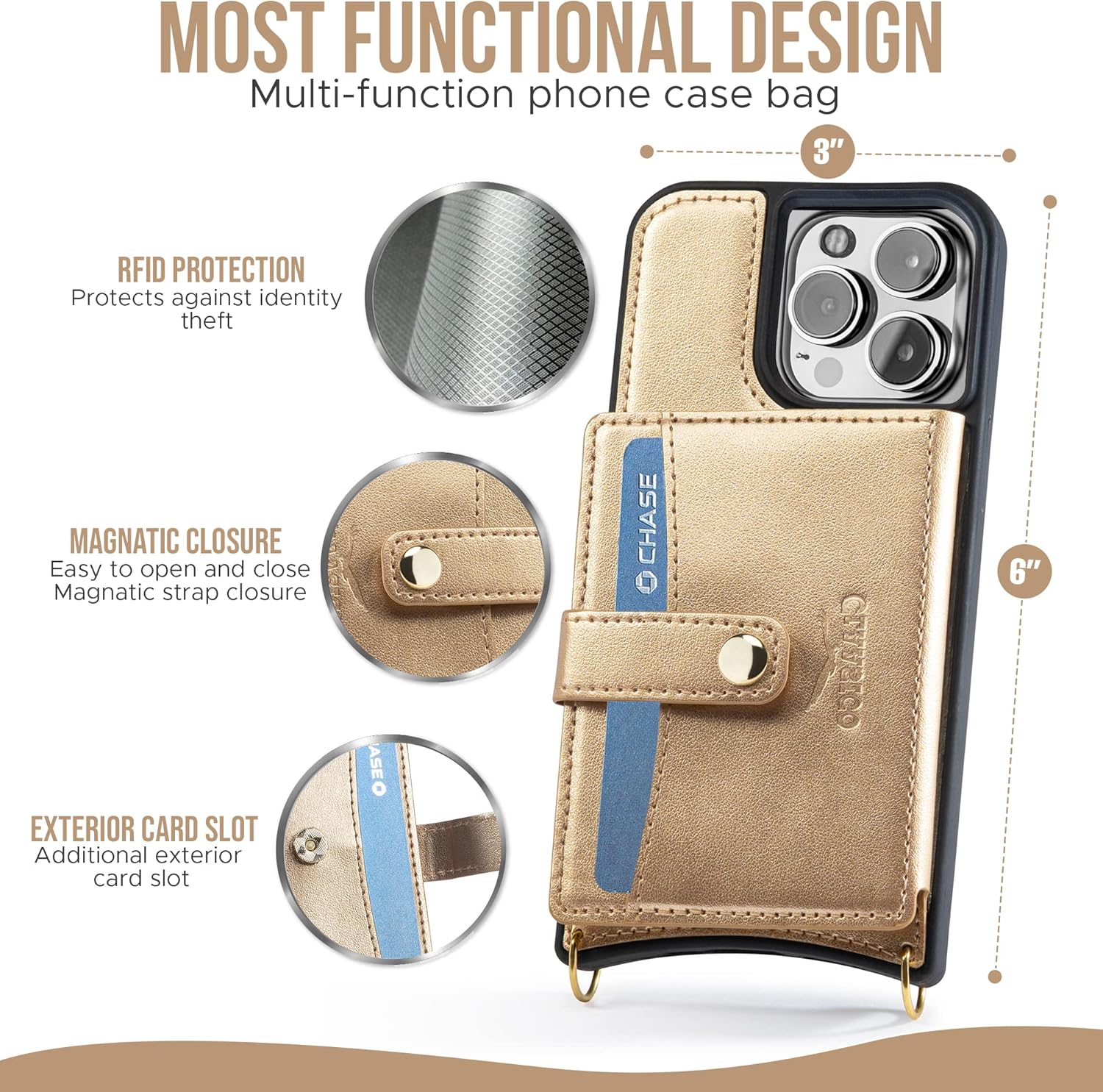 Claasico iPhone 13 Crossbody Wallet Case with RFID Protection